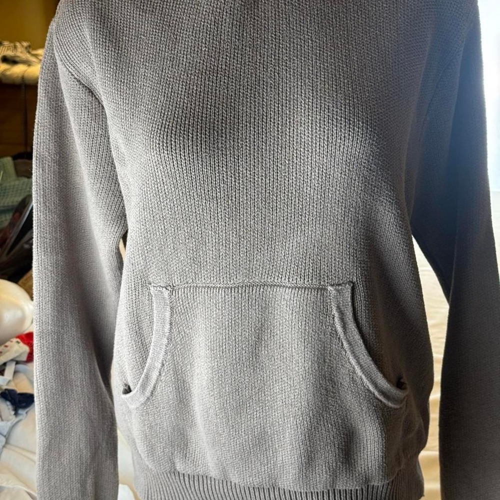 Maison Article Knit Hoodie Sweater Small Taupe Brown 100% Cotton Streetwear
